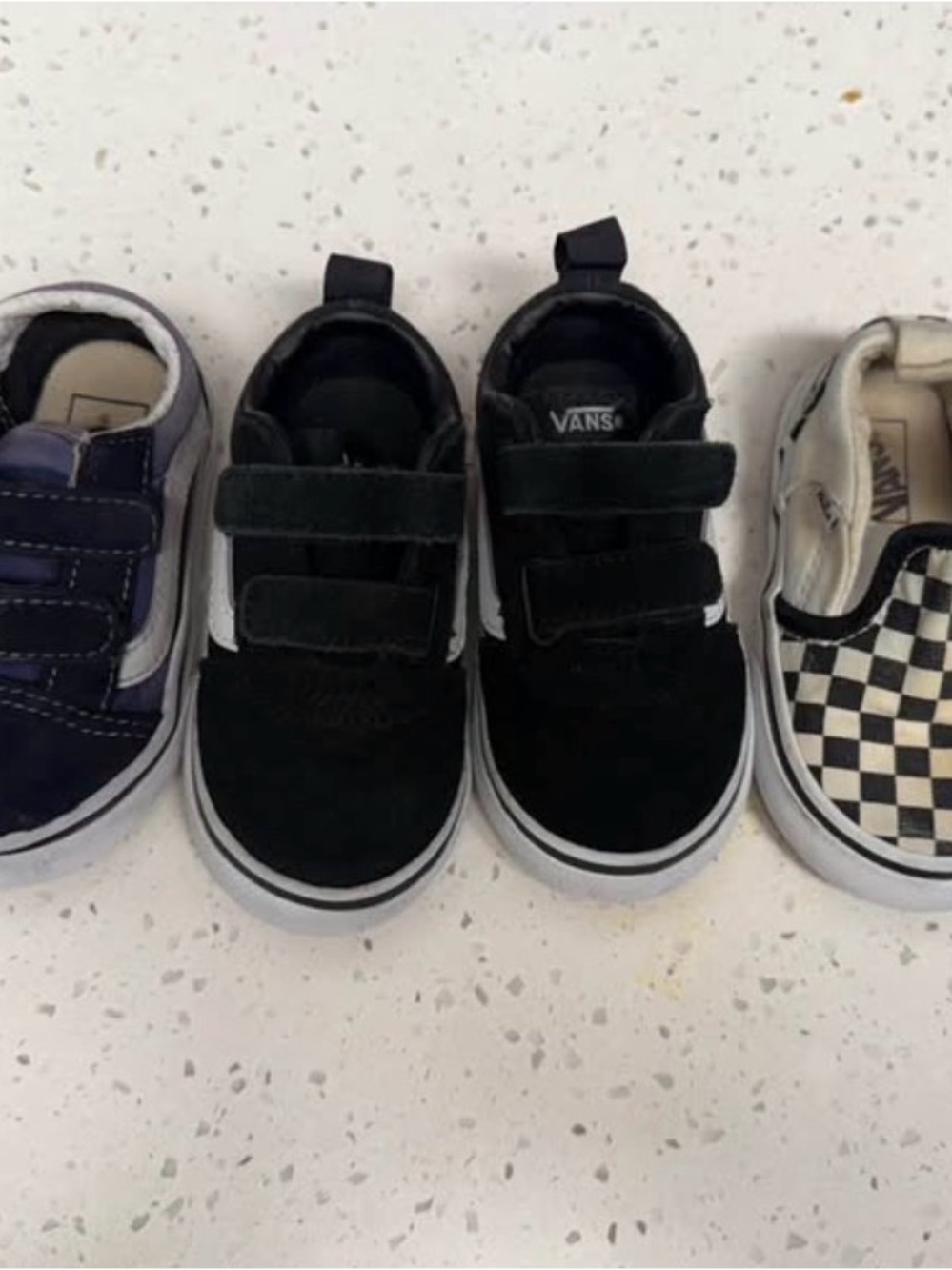 Vans Kids Black White Velcro Skate Sneakers